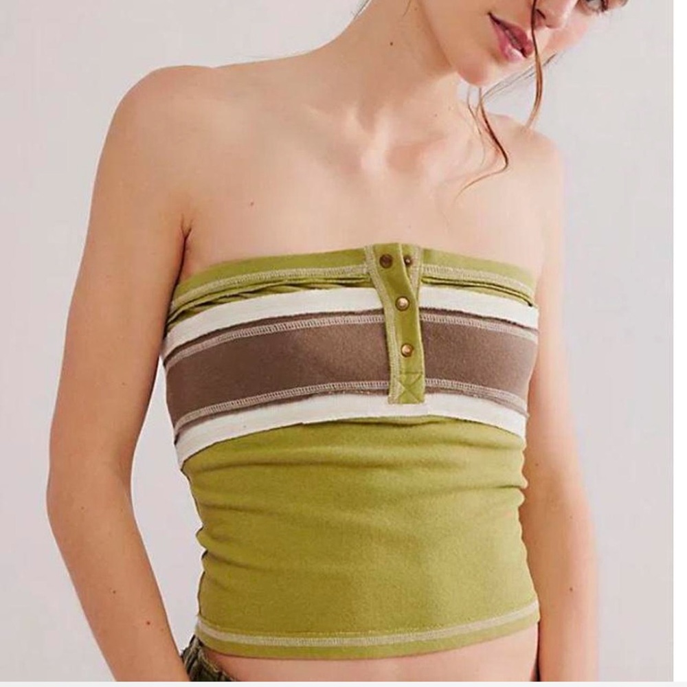 SOLD NWT Free People Olive and Brown Tube Top